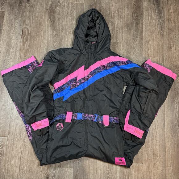 Tipsy Elves Night Run Neon One Piece Snowsuit Men’s Size L Ski Suit Retro 80s - Picture 1 of 15